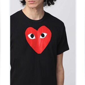 Comme Des Garçons Play Black Large Heart Graphic Tee Shirt, Large